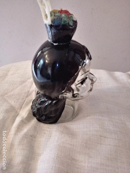 Botellas antiguas: Botella con forma de cabeza de mujer gitana - Foto 4