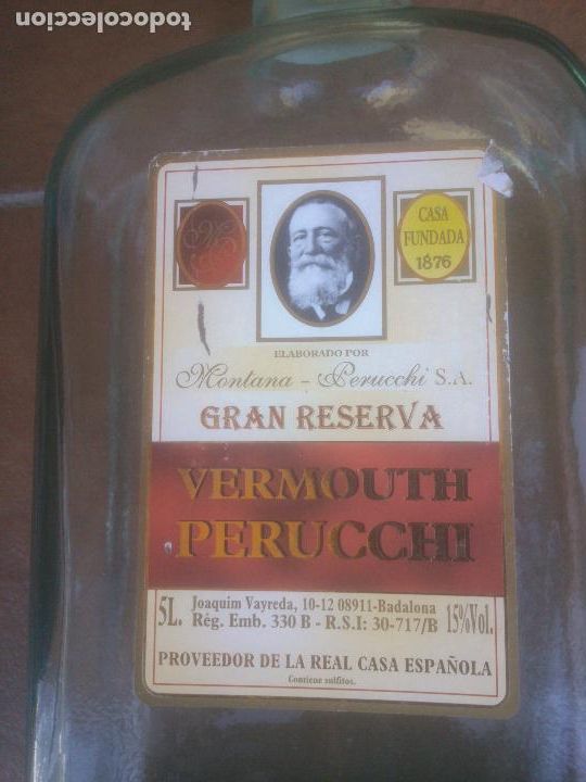 Botellas antiguas: DESCOMUNAL BOTELLA VERMOUTH PERUCHI. 5 LITROS - Foto 2