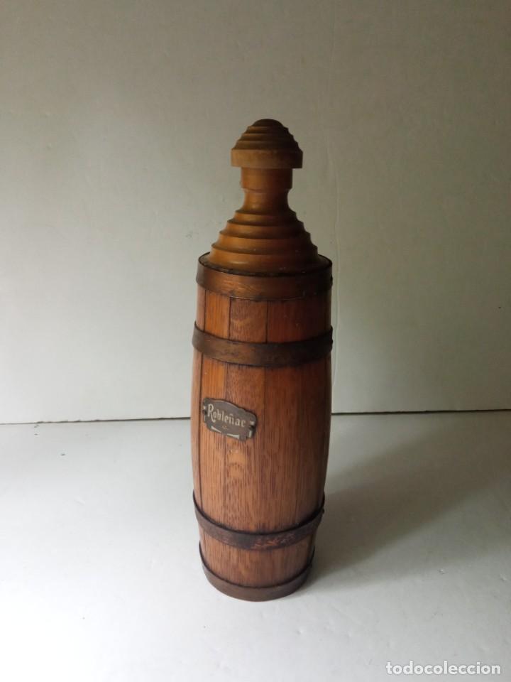 Botellas antiguas: Antigua botella de madera Roble&ntilde;ac brandy co&ntilde;ac - Foto 1