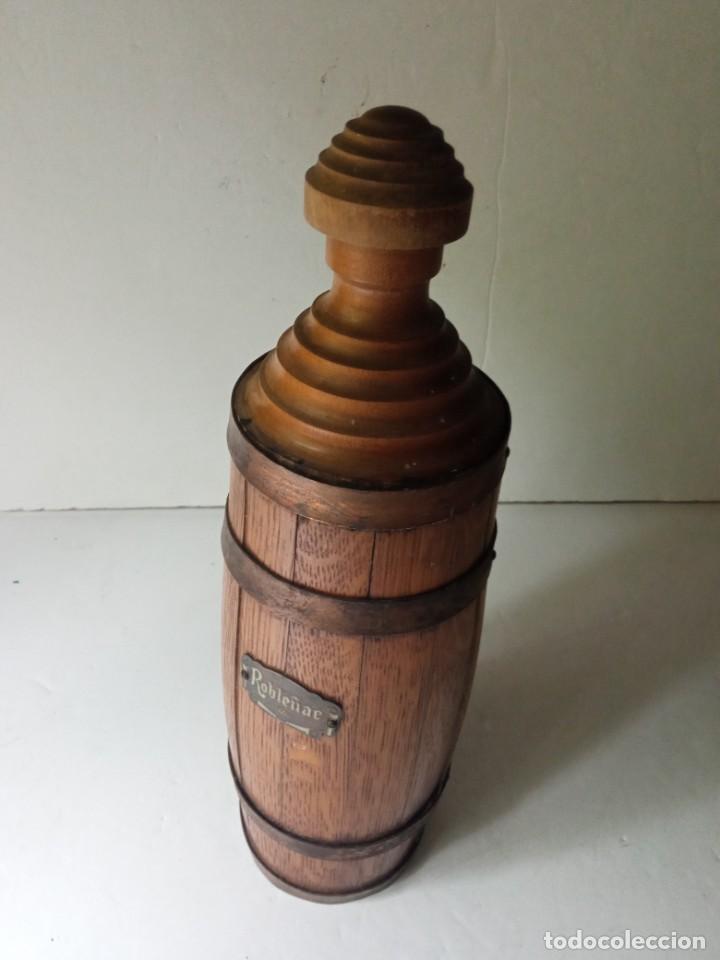 Botellas antiguas: Antigua botella de madera Roble&ntilde;ac brandy co&ntilde;ac - Foto 3