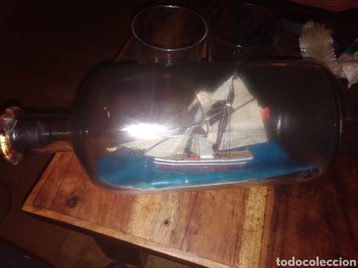 Botellas antiguas: Botella con barco para restaurar - Foto 9