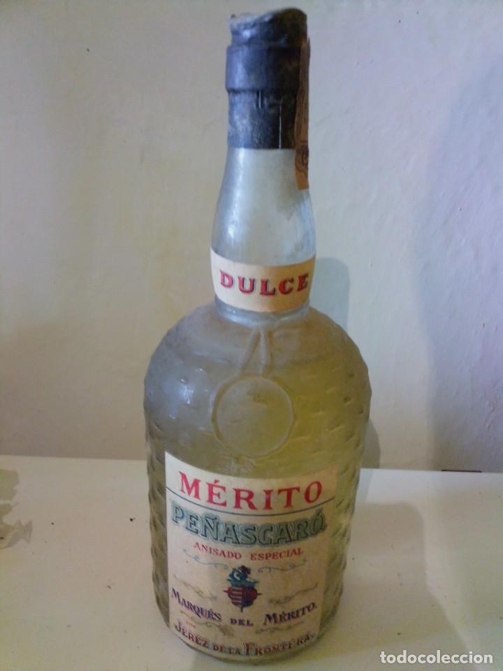 Botellas antiguas: Botella an&iacute;s m&eacute;rito jerez - Foto 1