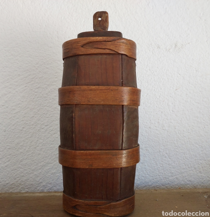 Botellas antiguas: Botella de madera inglesa - Foto 1