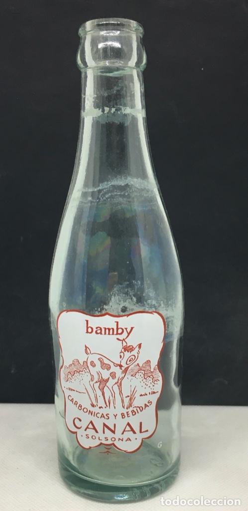 Botellas antiguas: BOTELLA ESPUMOSOS GASEOSA CANAL BAMBI SOLSONA LLEIDA - Foto 1