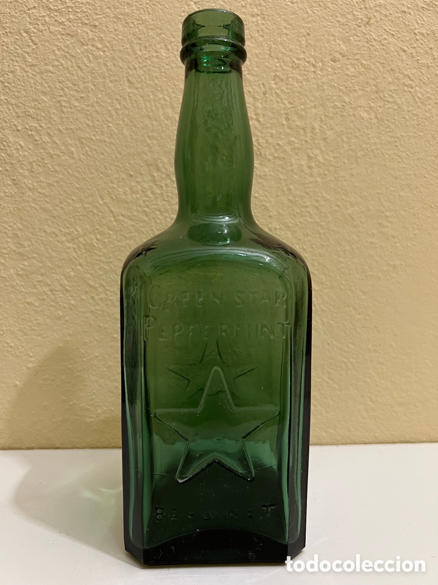 Botellas antiguas: ANTIGUA BOTELLA DE PEPPERMINT GREEN STAR - BARDINET. - Foto 2