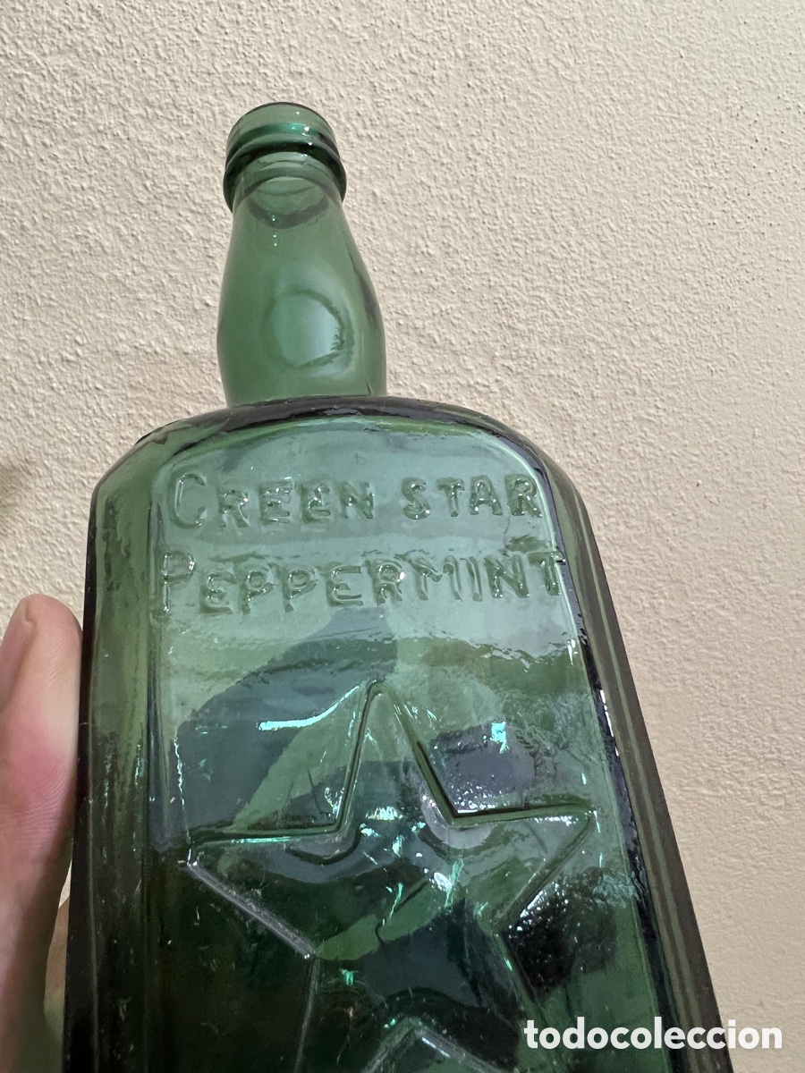 Botellas antiguas: ANTIGUA BOTELLA DE PEPPERMINT GREEN STAR - BARDINET. - Foto 3