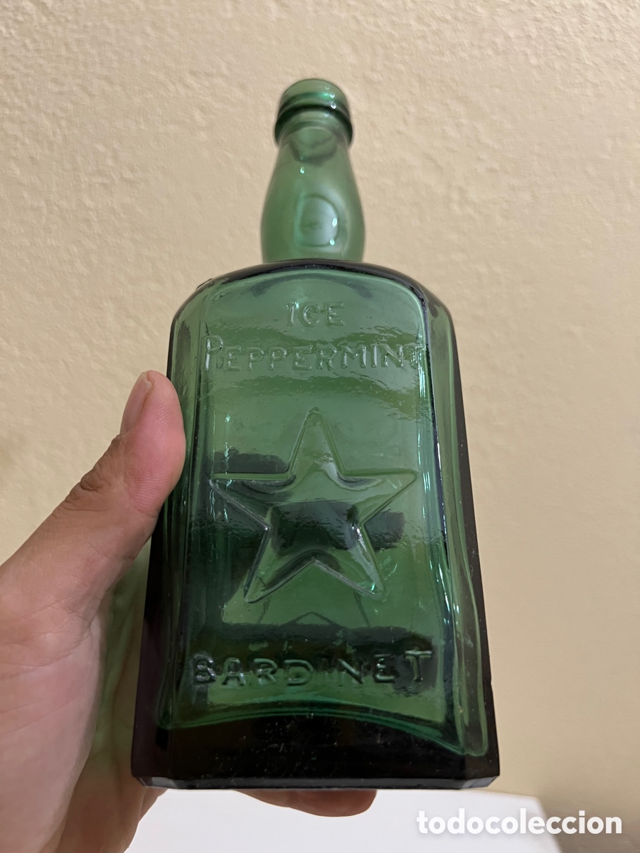 Botellas antiguas: ANTIGUA BOTELLA DE PEPPERMINT GREEN STAR - BARDINET. - Foto 4