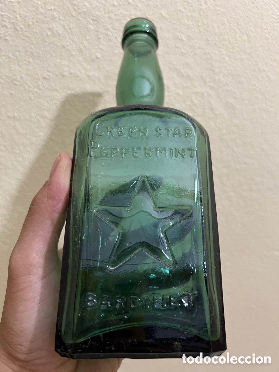 Botellas antiguas: ANTIGUA BOTELLA DE PEPPERMINT GREEN STAR - BARDINET. - Foto 1