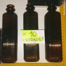 Botellas antiguas: 10 BOTELLA ÁMBAR VIDRIO CRISTAL 17,5 CM X 4,5 FARMACIA O SIMILAR DECORACION BOTELLITA TARRO FARMACI