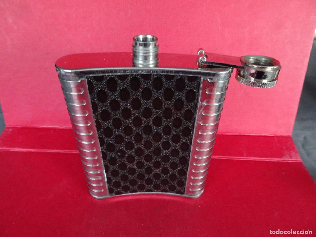 Botellas antiguas: PETACA LICOR ACERO INOXIDABLE Y PIEL NUEVA - Foto 9
