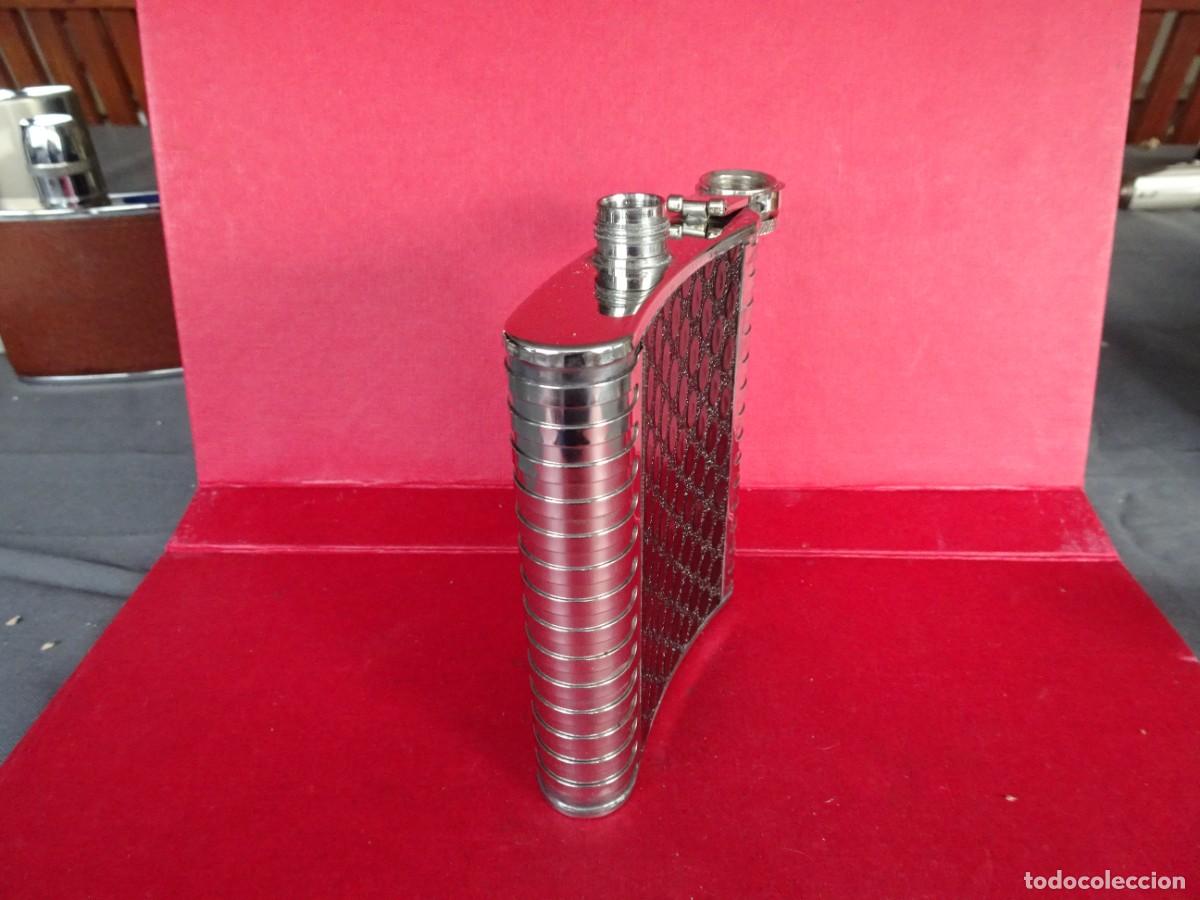 Botellas antiguas: PETACA LICOR ACERO INOXIDABLE Y PIEL NUEVA - Foto 12