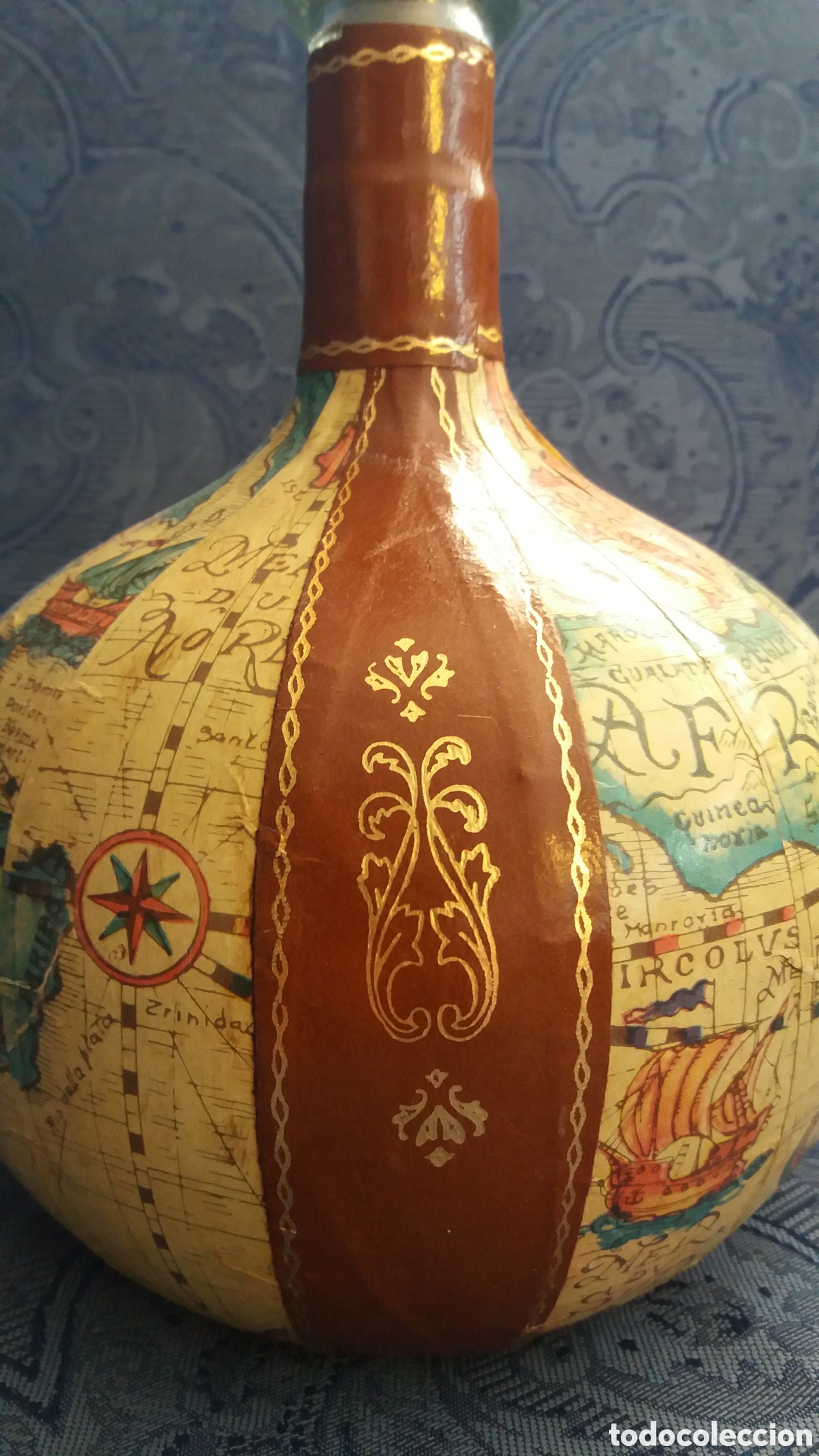 Botellas antiguas: Botella italiana decorada a mano - Foto 2
