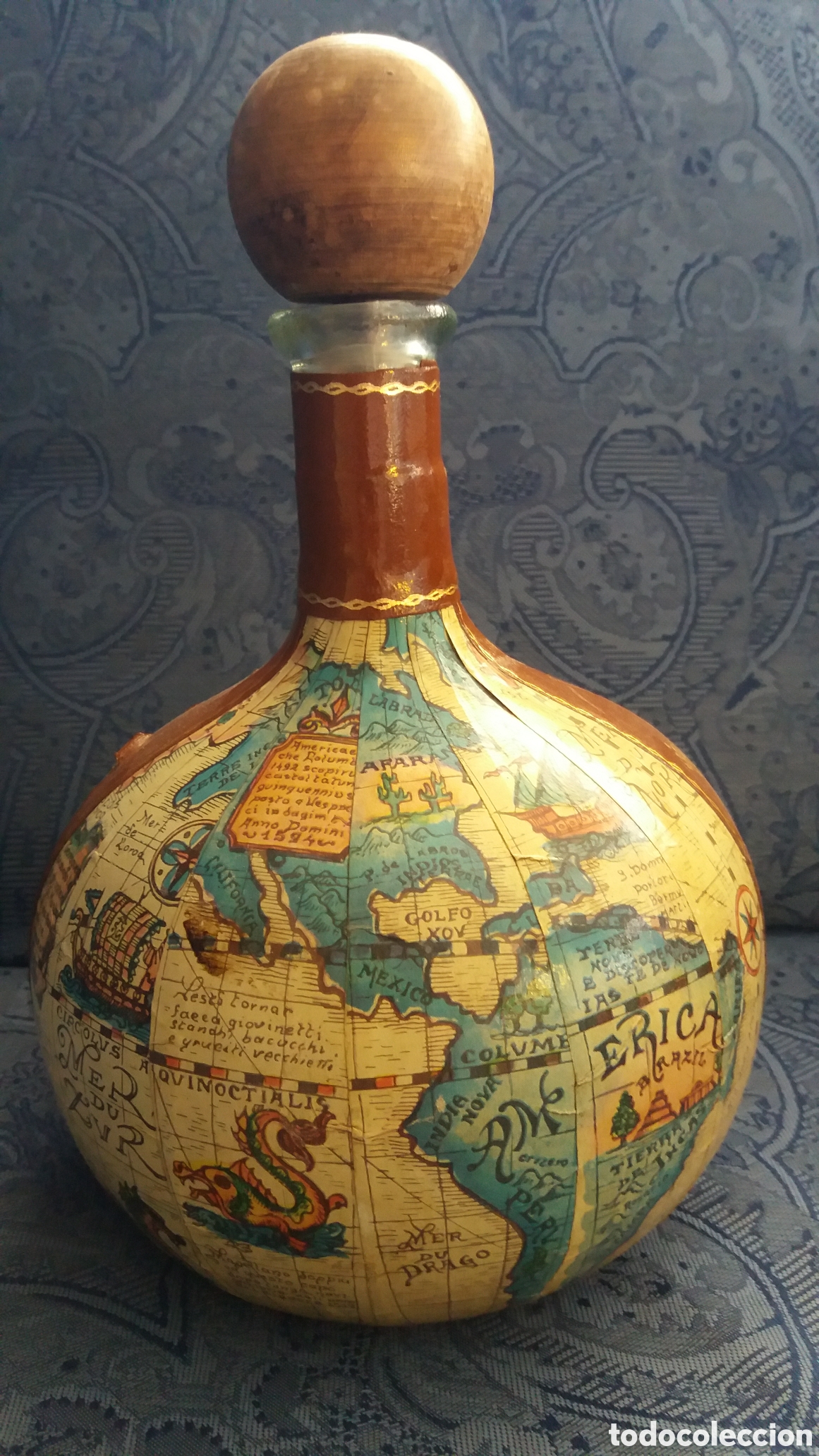 Botellas antiguas: Botella italiana decorada a mano - Foto 3