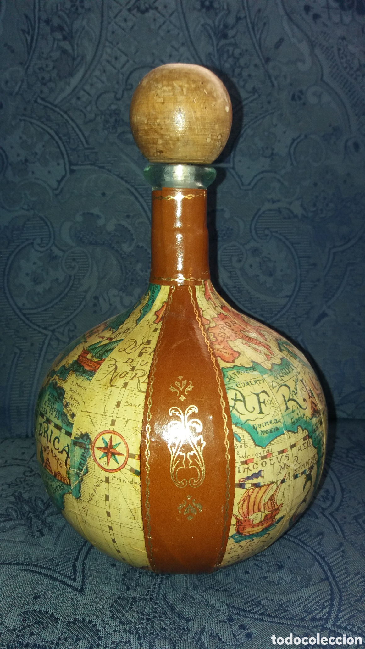 Botellas antiguas: Botella italiana decorada a mano - Foto 1
