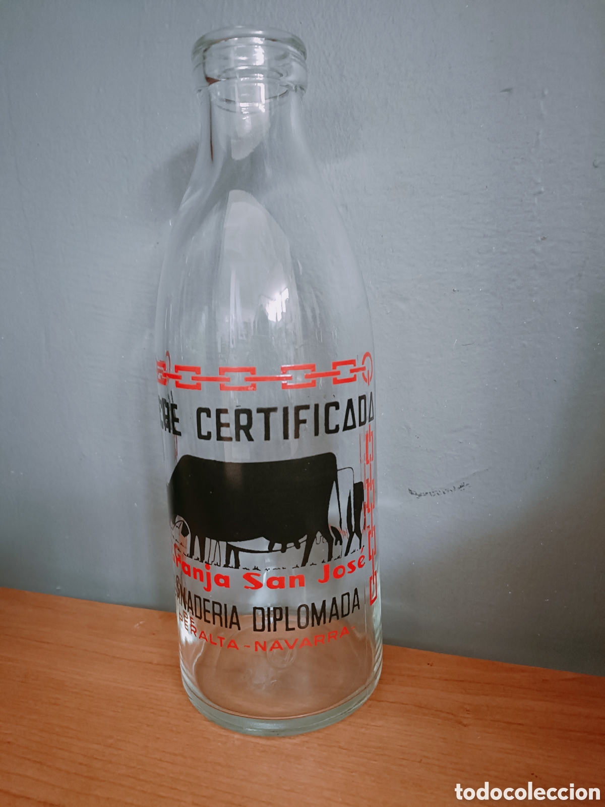 Botellas antiguas: Botella de leche boca ancha.PERALTA, NAVARRA - Foto 2