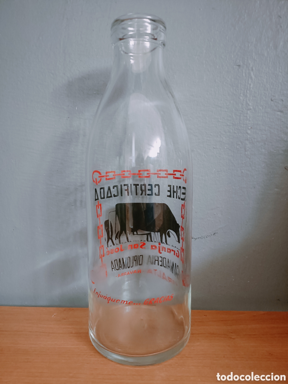 Botellas antiguas: Botella de leche boca ancha.PERALTA, NAVARRA - Foto 3