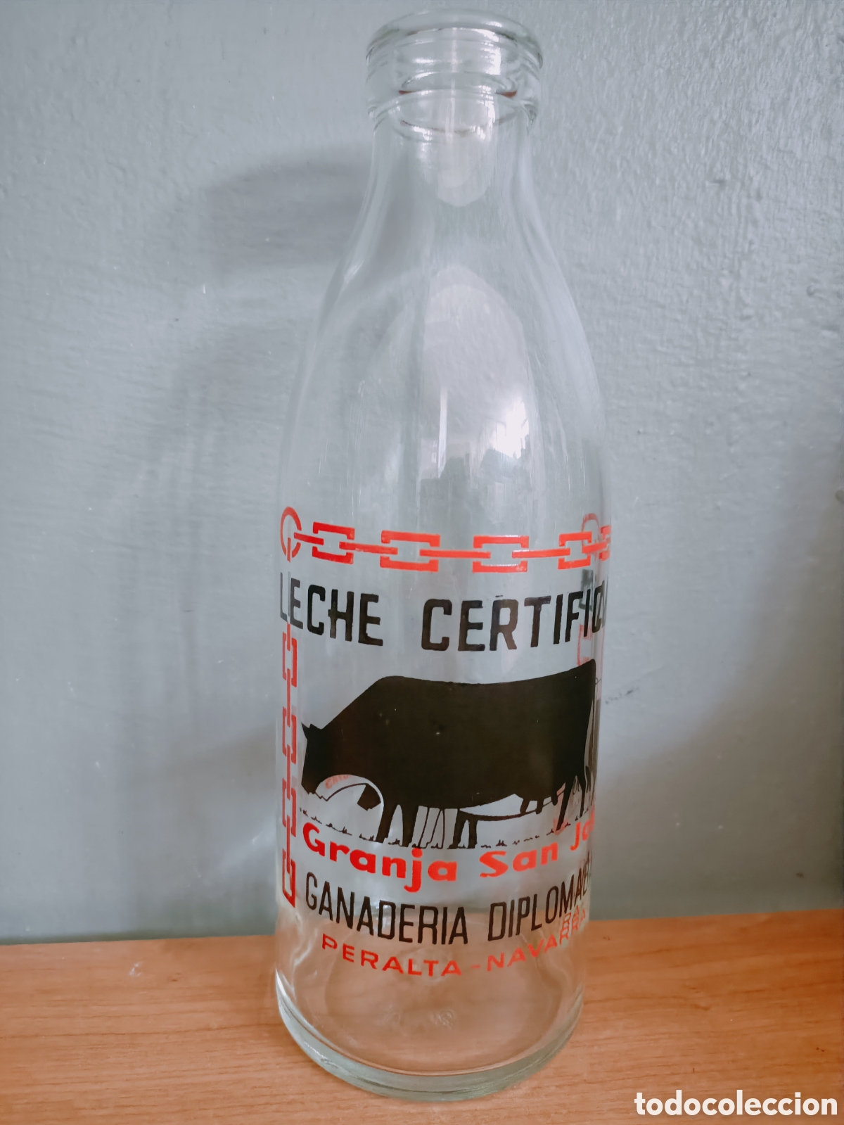 Botellas antiguas: Botella de leche boca ancha.PERALTA, NAVARRA - Foto 1
