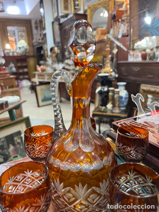 Botellas antiguas: ESPECTACULAR CONJUNTO DE BOTELLA Y COPAS DE CRISTAL DE ROCA - - Foto 3