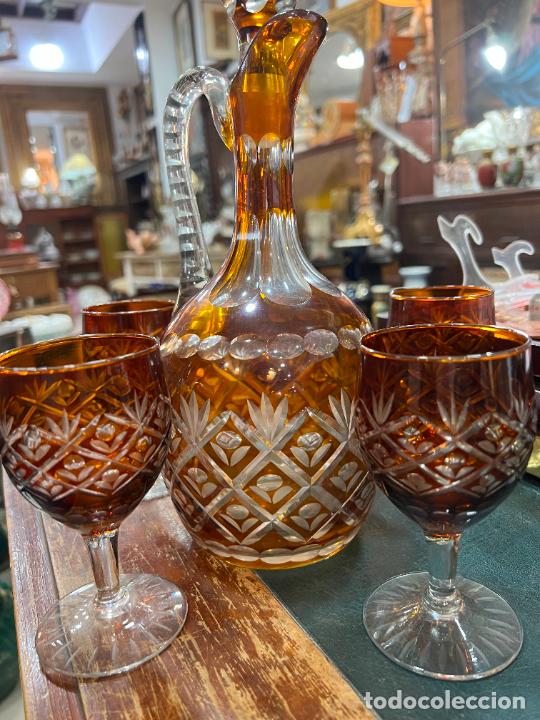 Botellas antiguas: ESPECTACULAR CONJUNTO DE BOTELLA Y COPAS DE CRISTAL DE ROCA - - Foto 4