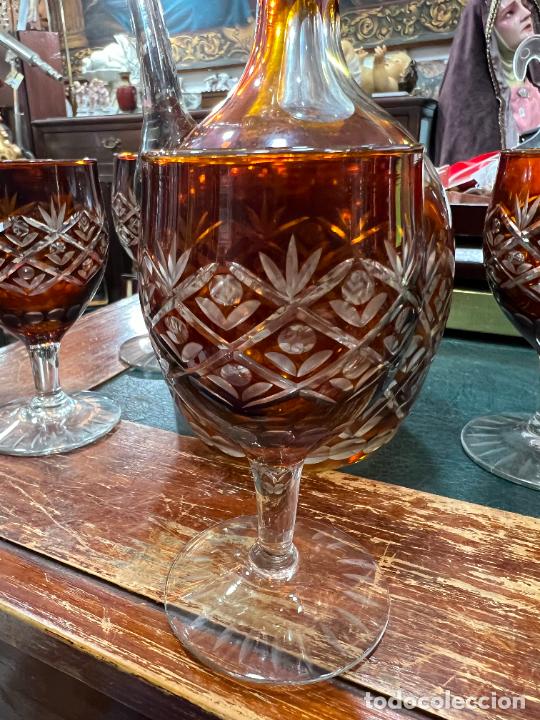 Botellas antiguas: ESPECTACULAR CONJUNTO DE BOTELLA Y COPAS DE CRISTAL DE ROCA - - Foto 6
