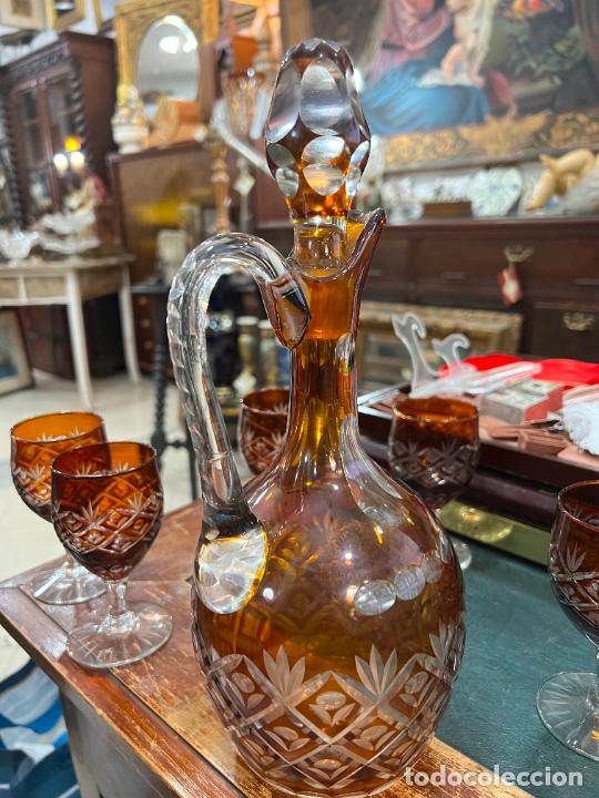 Botellas antiguas: ESPECTACULAR CONJUNTO DE BOTELLA Y COPAS DE CRISTAL DE ROCA - - Foto 19
