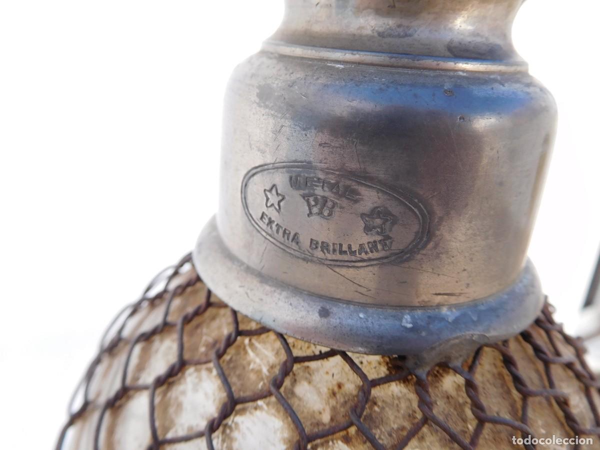Botellas antiguas: Sif&oacute;n antiguo de cristal y malla - Foto 5