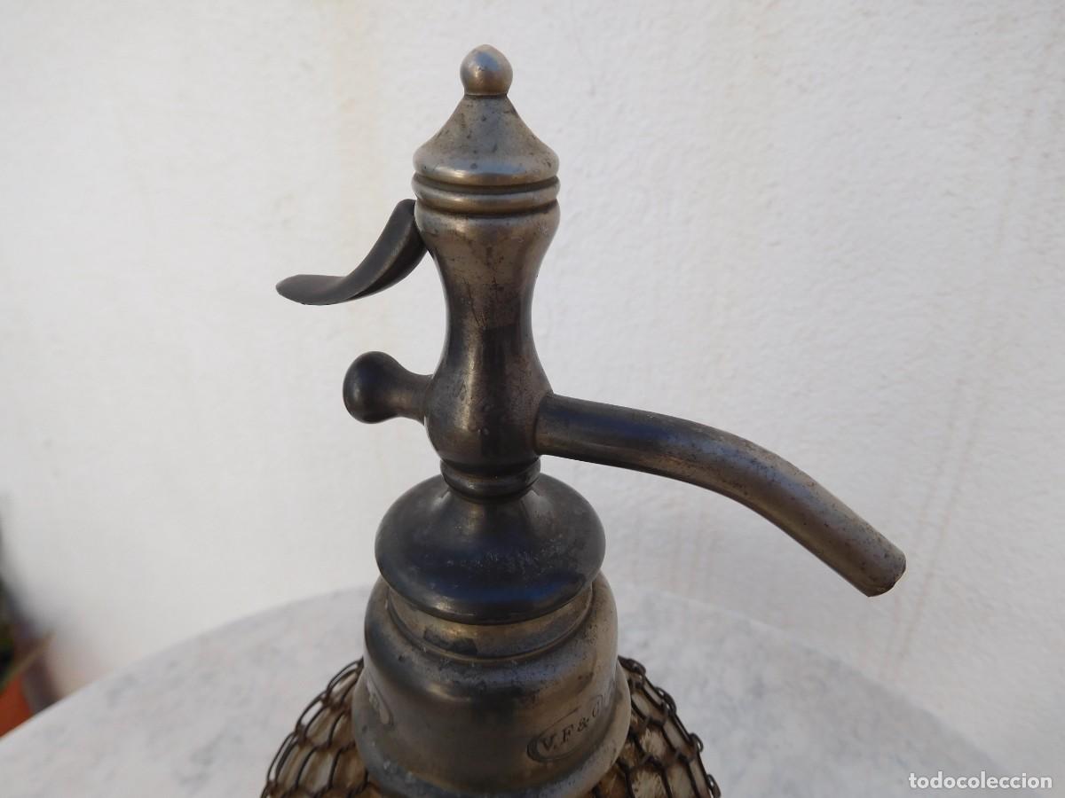 Botellas antiguas: Sif&oacute;n antiguo de cristal y malla - Foto 7