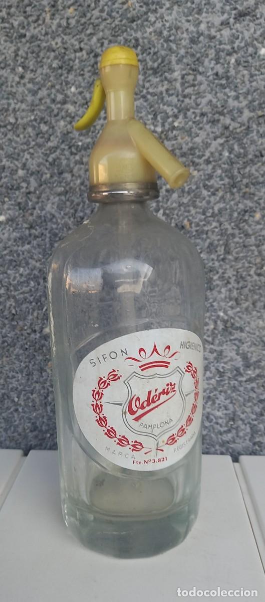 Botellas antiguas: Antigua botella sif&oacute;n oderiz de Pamplona - Foto 1