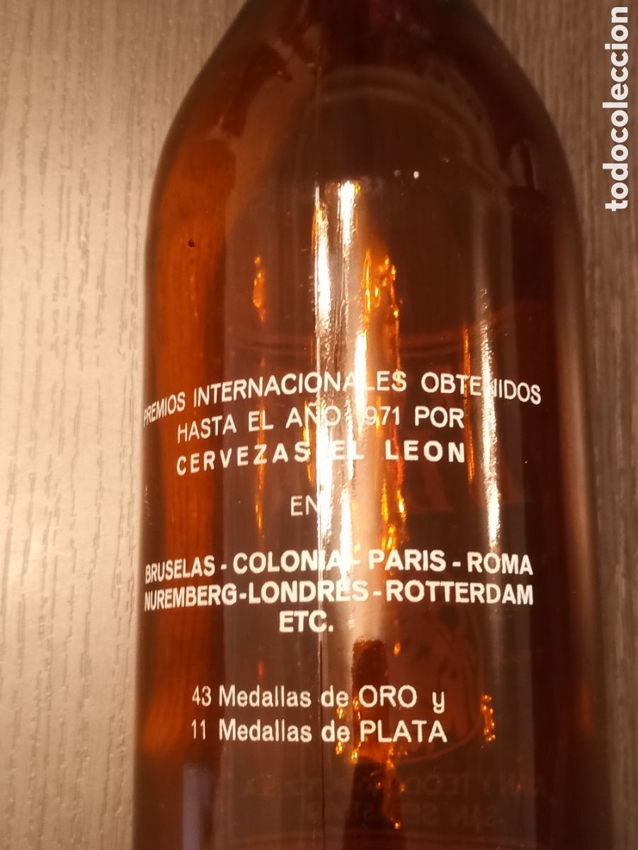 Botellas antiguas: Antigua Botella Cerveza EL LEON - Foto 8