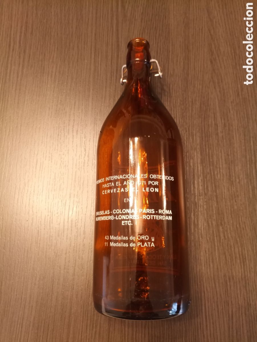 Botellas antiguas: Antigua Botella Cerveza EL LEON - Foto 6