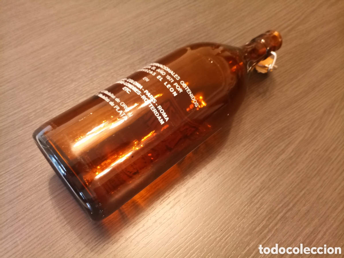 Botellas antiguas: Antigua Botella Cerveza EL LEON - Foto 10