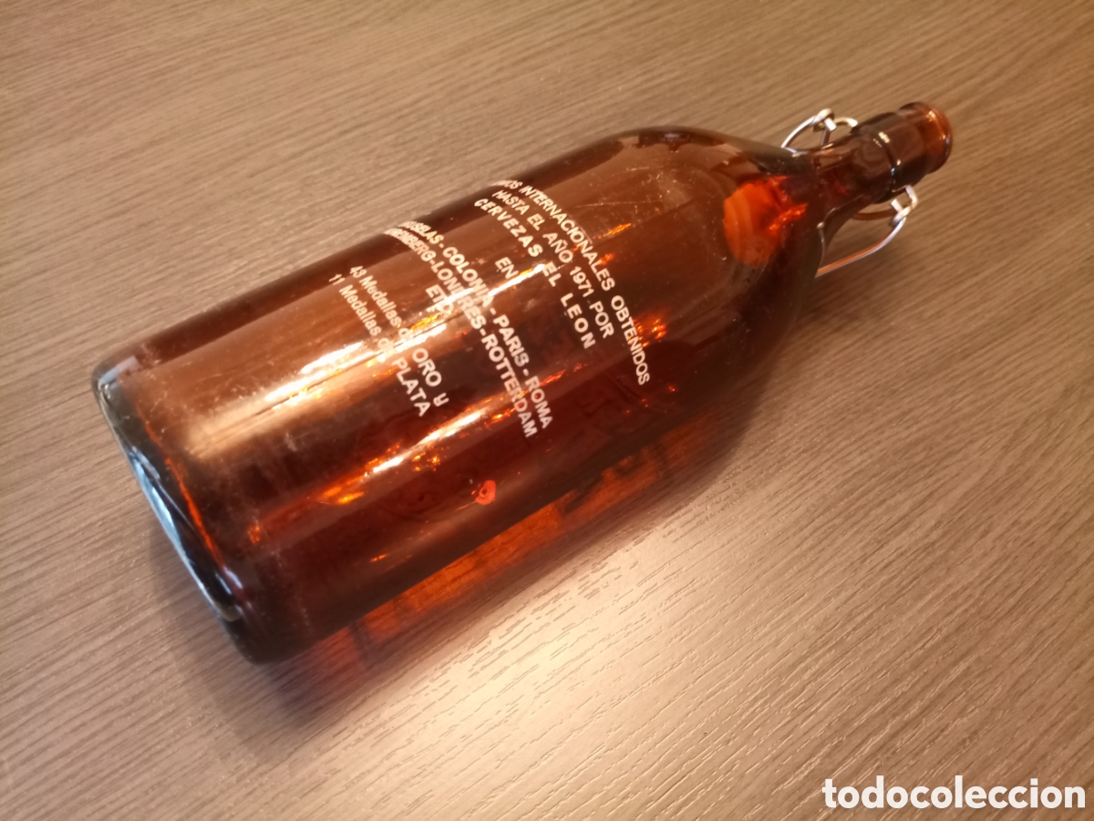 Botellas antiguas: Antigua Botella Cerveza EL LEON - Foto 10