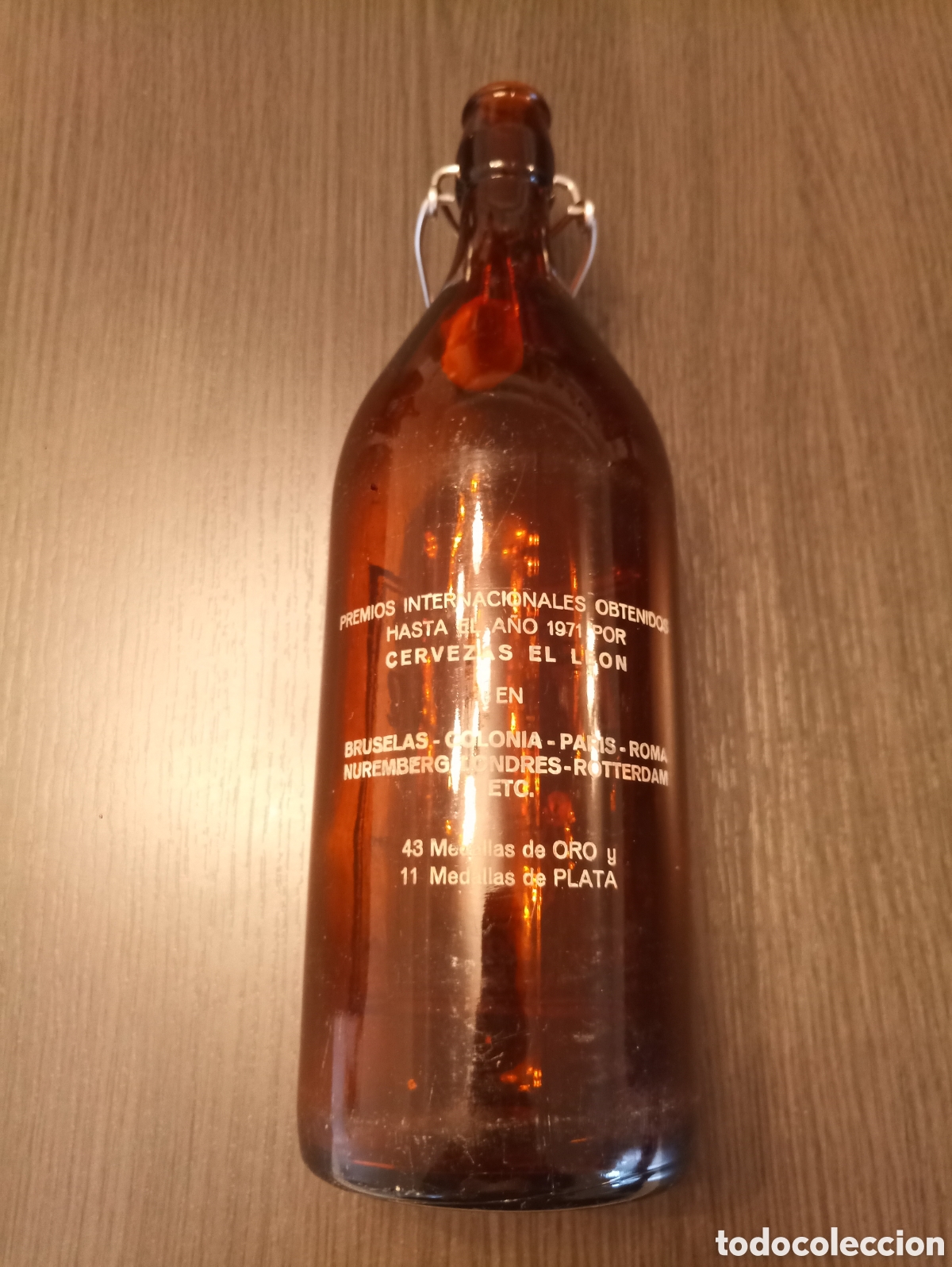 Botellas antiguas: Antigua Botella Cerveza EL LEON - Foto 8