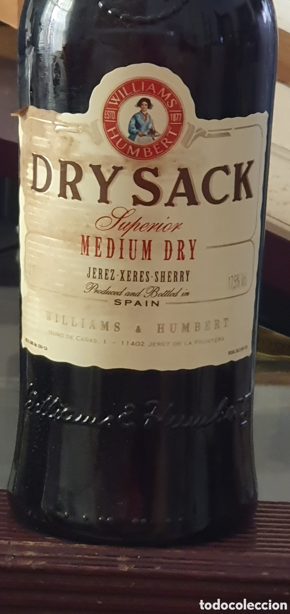 Botellas antiguas: Botella sin usar dry sack m&eacute;dium dry - Foto 5