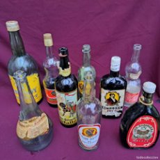 Botellas antiguas: BOTELLAS DE LICOR VARIAS MARCAS. LOTE 9 UNIDADES