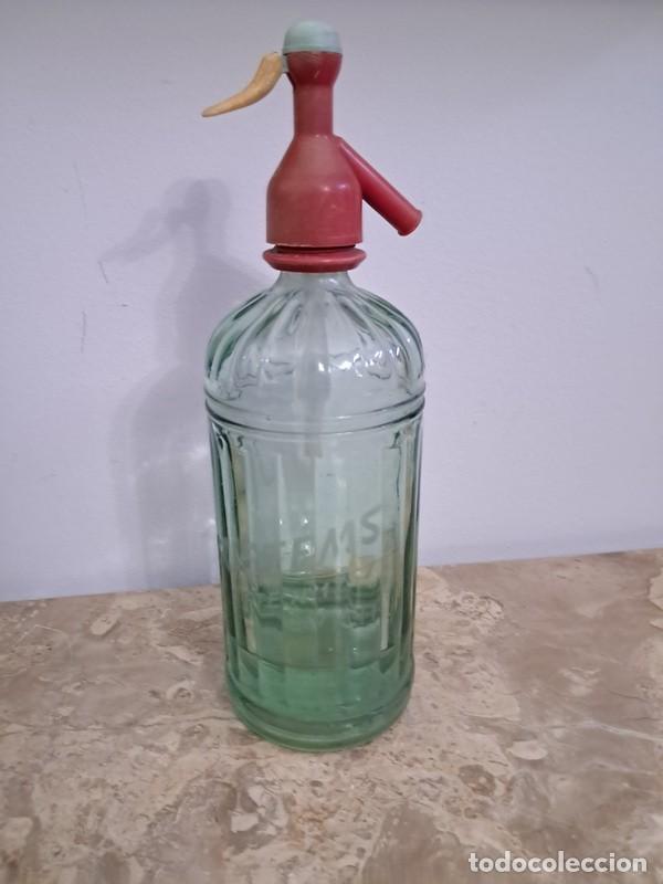 Botellas antiguas: SIF&Oacute;N BOTELLA CRISTAL CON RELIEVE SIN MARCA - Foto 1