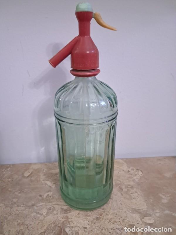 Botellas antiguas: SIF&Oacute;N BOTELLA CRISTAL CON RELIEVE SIN MARCA - Foto 4