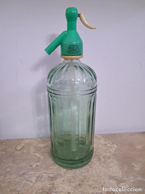 Botellas antiguas: SIF&Oacute;N BOTELLA CRISTAL CON RELIEVE SIN MARCA - Foto 1