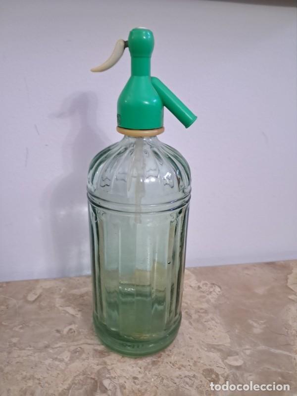 Botellas antiguas: SIF&Oacute;N BOTELLA CRISTAL CON RELIEVE SIN MARCA - Foto 4