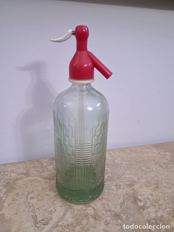 Botellas antiguas: SIF&Oacute;N BOTELLA CRISTAL CON RELIEVE - Foto 4