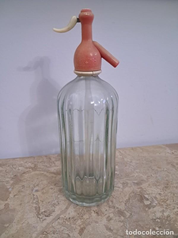 Botellas antiguas: SIF&Oacute;N BOTELLA CRISTAL CON RELIEVE - Foto 4