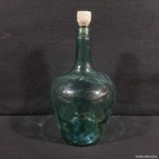 Botellas antiguas: DAMAJUANA - BOTELLA DE VINO ANTIGUA EN CRISTAL VERDE - DECORACIÓN DISEÑO - 28,5 CM / CAA