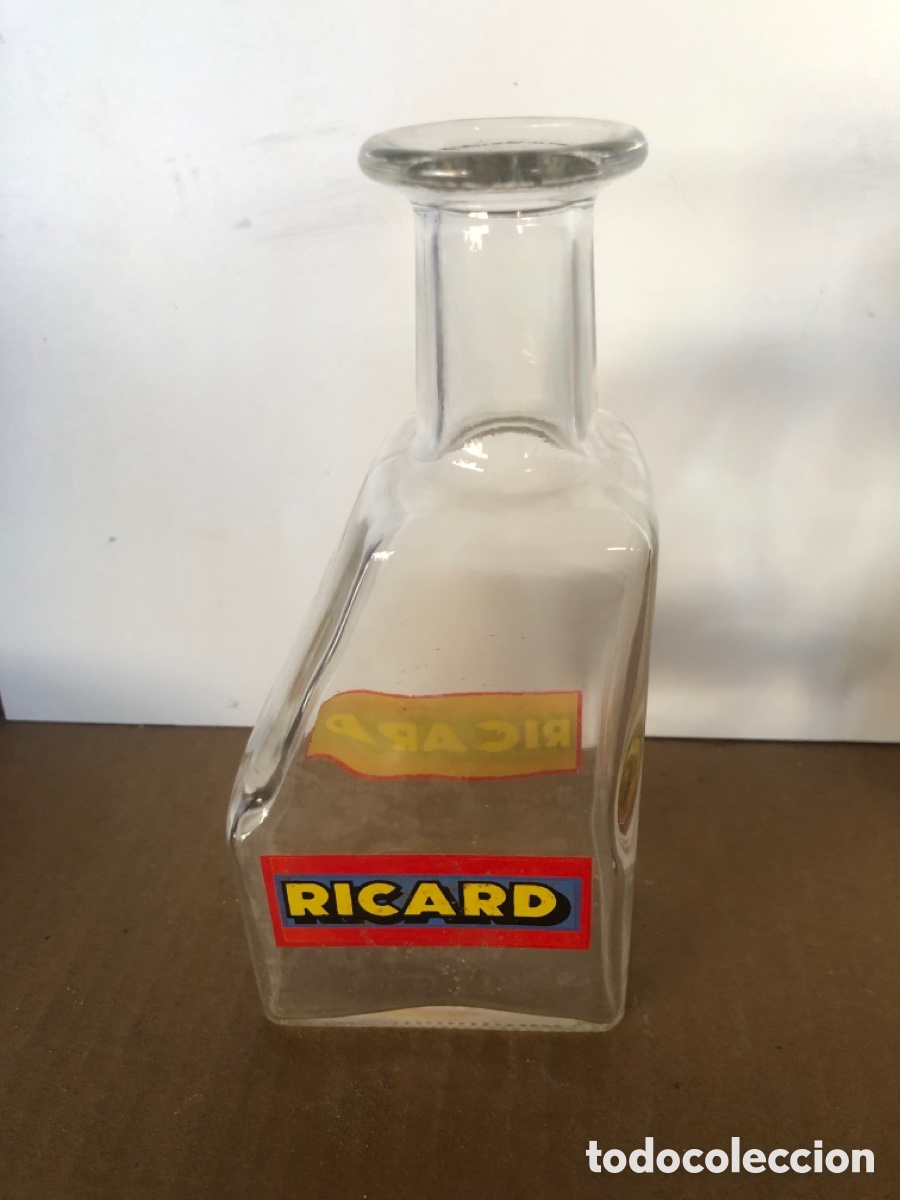 Botellas antiguas: BOTELLA DE CRISTAL LICOR RICARD - Foto 1