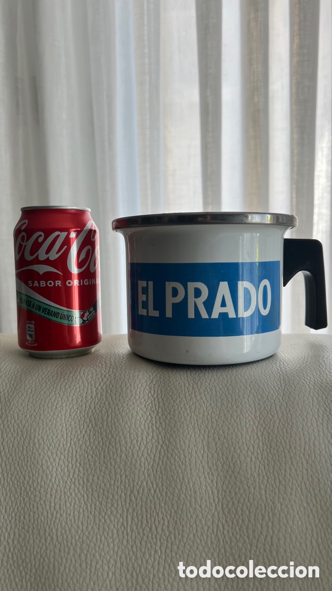 Botellas antiguas: ANTIGUO CAZO PARA LECHE DE LA MARCA EL PRADO - Foto 4