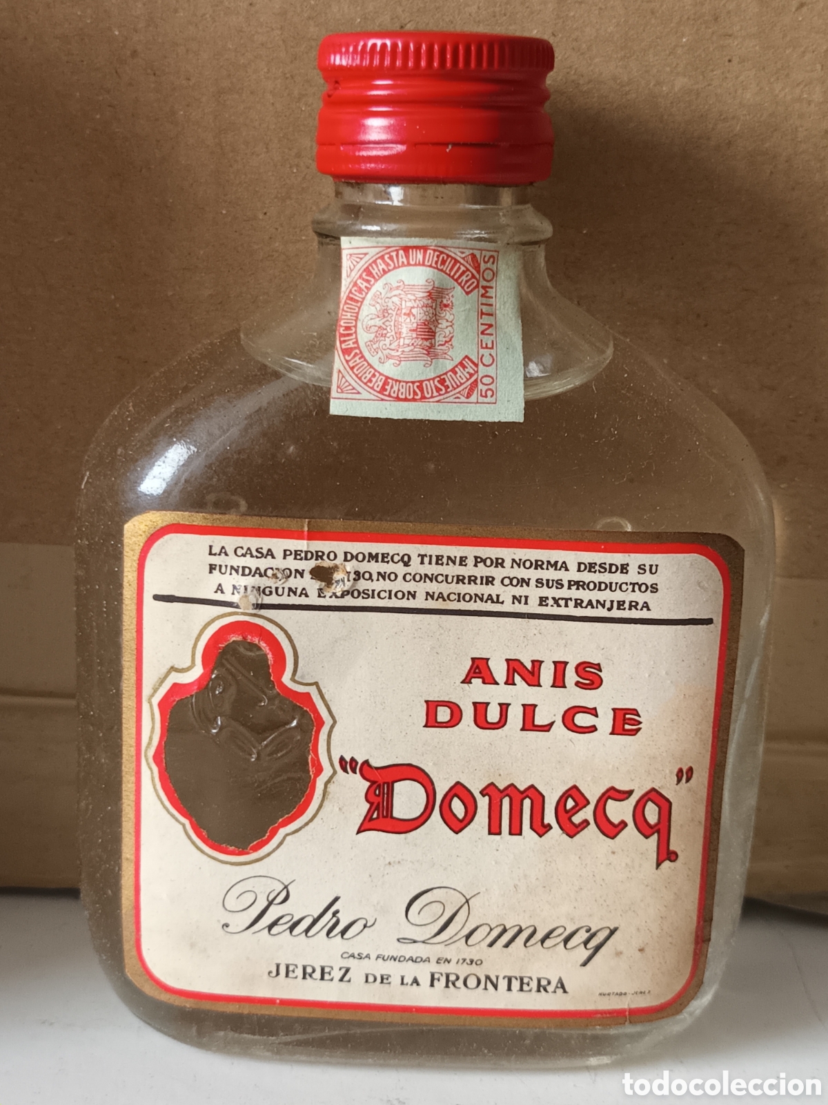 Botellas antiguas: Peque&ntilde;a botella An&iacute;s dulce Domecg - Foto 2