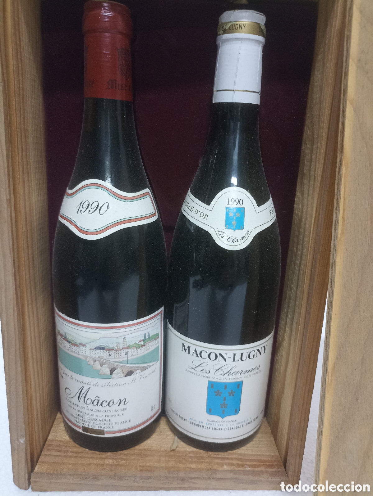 Botellas antiguas: Estuche de madera 2 botellas vino franc&eacute;s - Foto 2