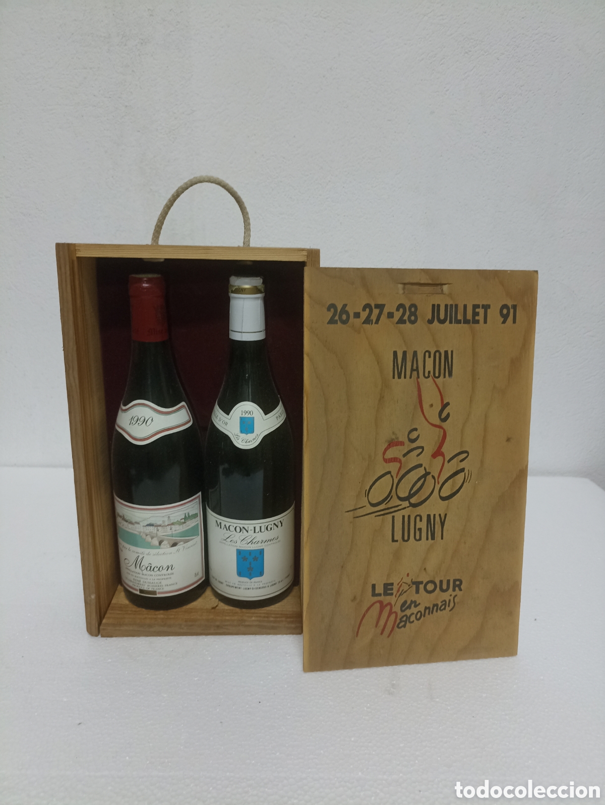 Botellas antiguas: Estuche de madera 2 botellas vino franc&eacute;s - Foto 1
