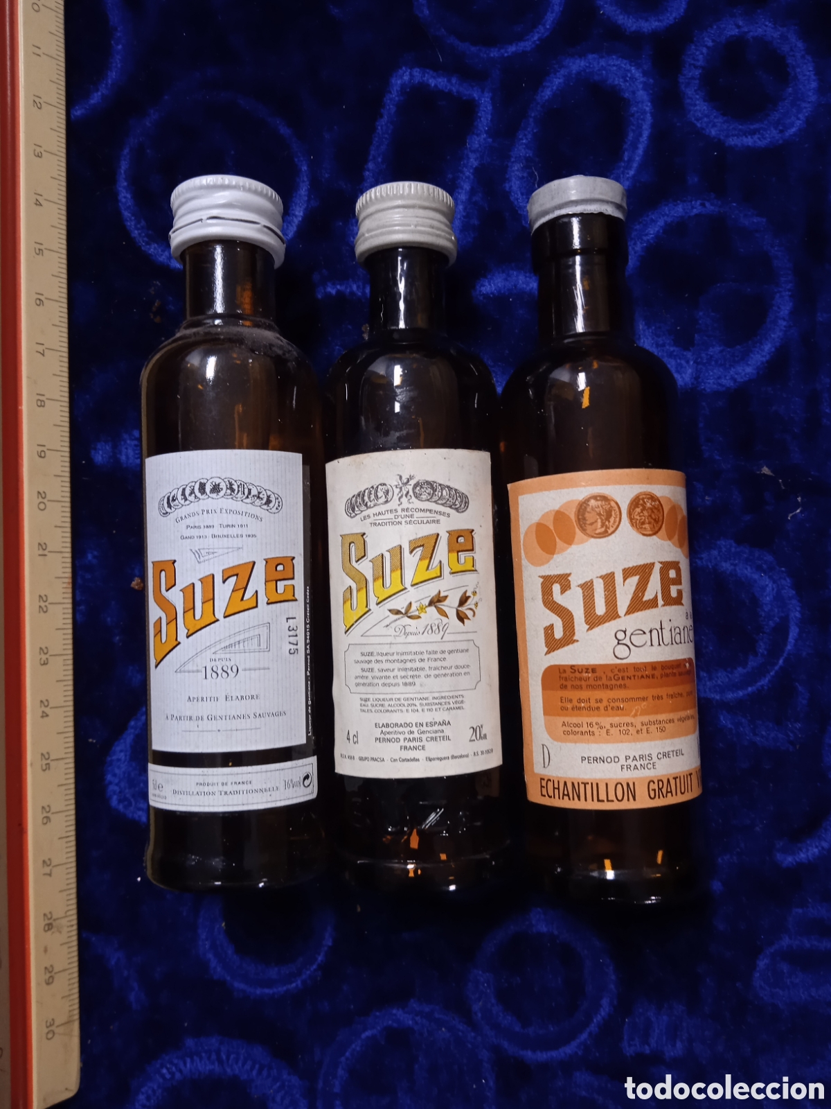 Botellas antiguas: 3 botellitas de Suze - Foto 1