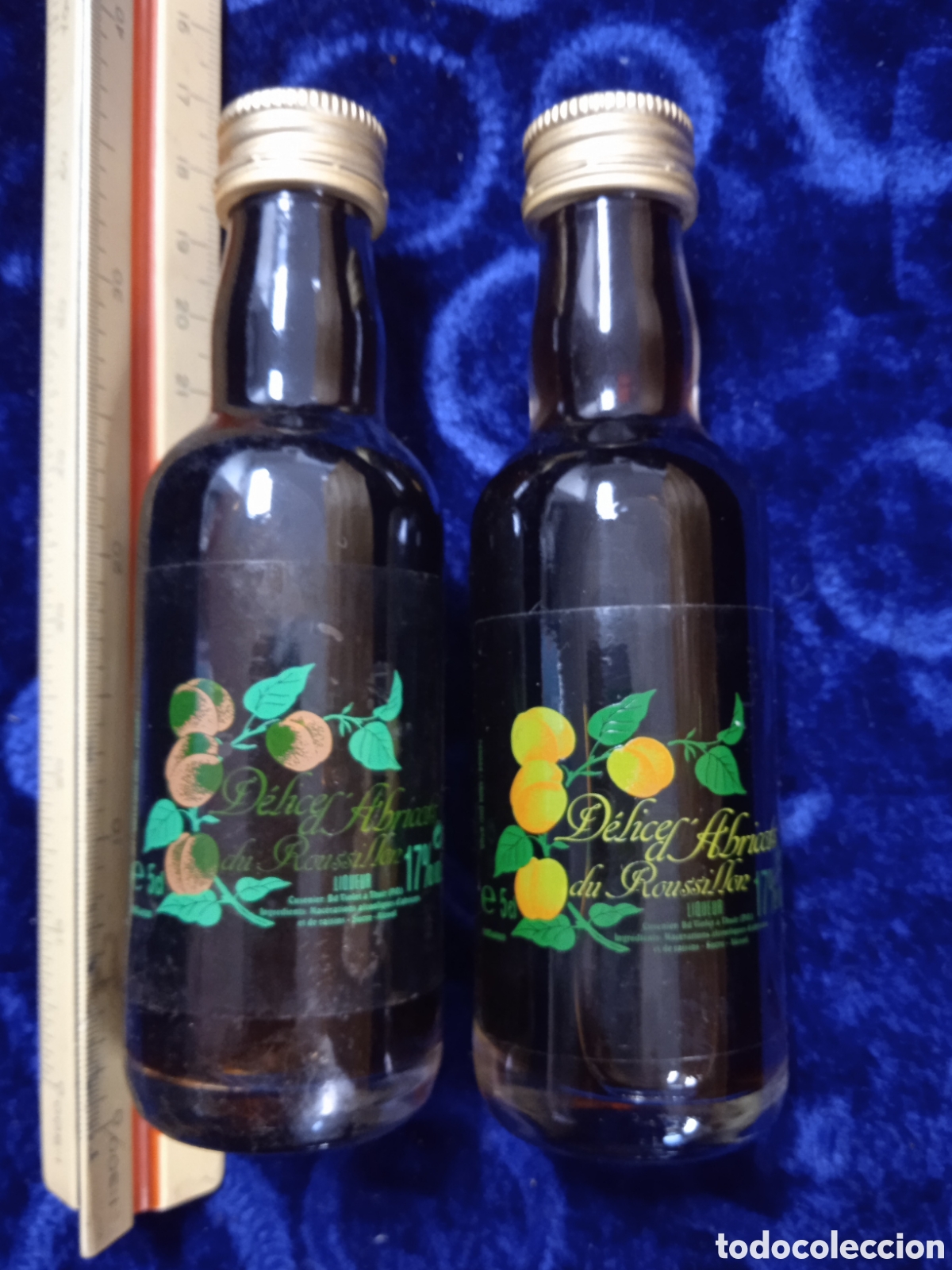 Botellas antiguas: 2 botellitas licor de frutas Rousillon - Foto 1