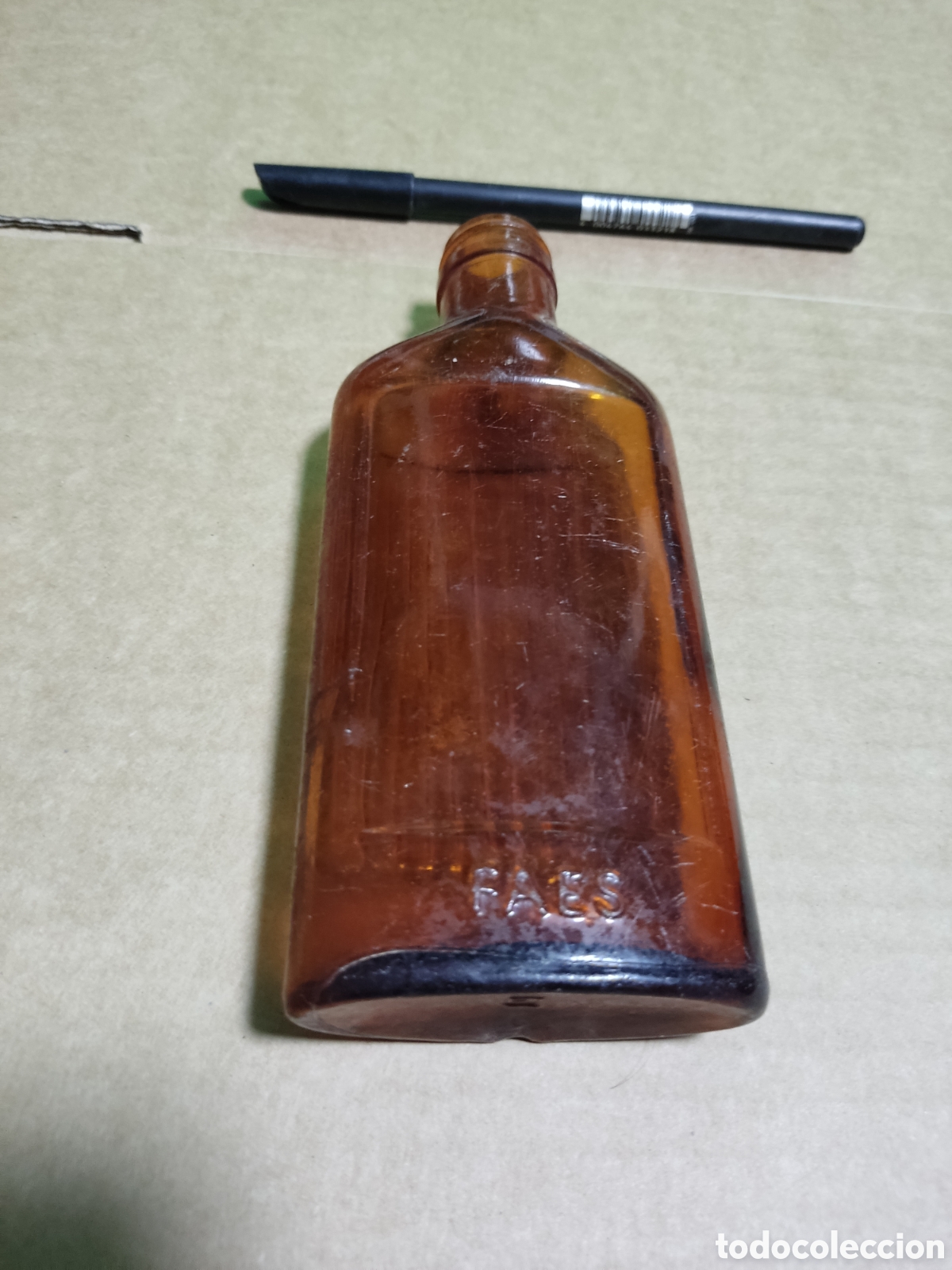 Botellas antiguas: Botella de cristal medicina FAES - Foto 1